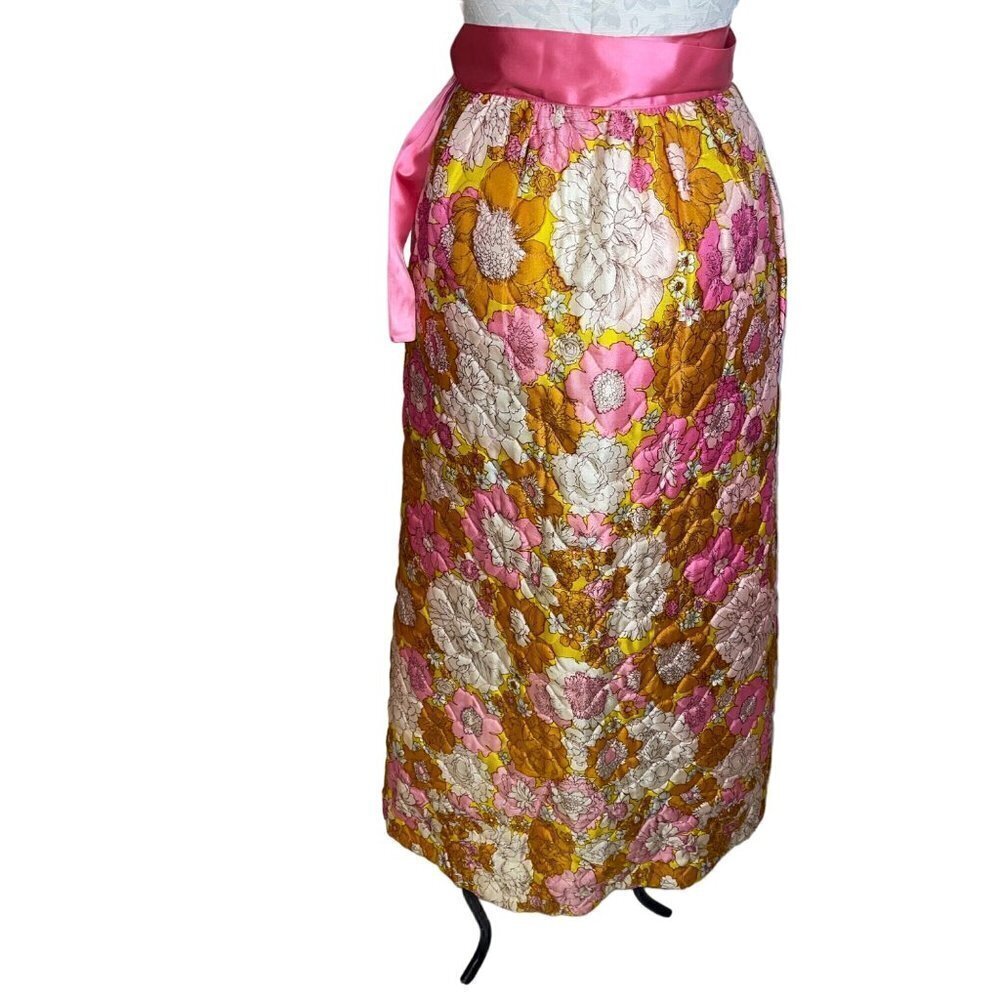 Vintage Womens Skirt Size 10 Multicolor Quilted Floral Maxi Wrap Casual - Picture 6 of 13
